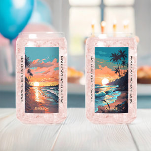 Aangepaste namen & tekst Tropical Beach Sunset Blikvorm Glas