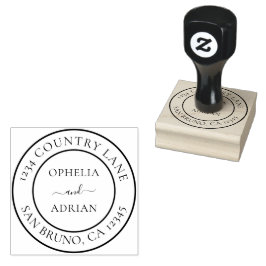Aangepaste namen trouwretouradres rond rubberstempel