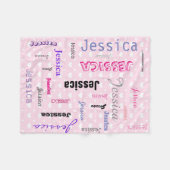 Aangepaste namen Typografie Roze harten Fleece Deken (Voorkant (Horizontaal))