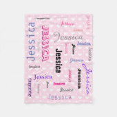 Aangepaste namen Typografie Roze harten Fleece Deken (Voorkant)