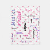 Aangepaste namen Typografie Roze sterren Fleece Deken (Voorkant)