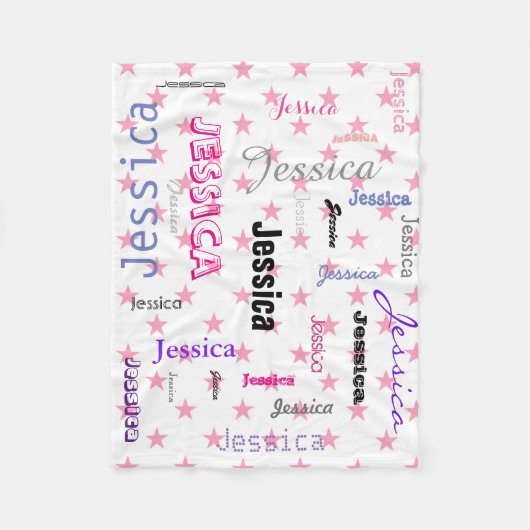 Aangepaste namen Typografie Roze sterren Fleece Deken (Voorkant)