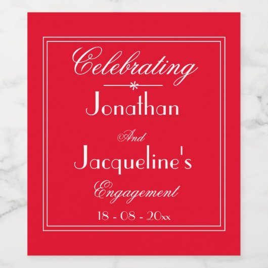 Aangepaste namen van Chic Script ActionScript Enga Wijn Etiket (Enkel label)