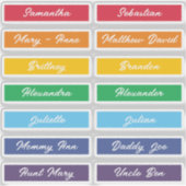 Aangepaste namen van gastenlijsten Rainbow Handlet Sticker (Voorkant)