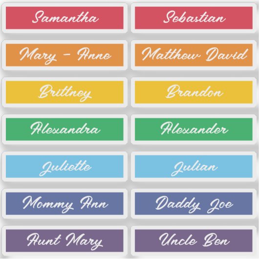 Aangepaste namen van gastenlijsten Rainbow Handlet Sticker (Voorkant)
