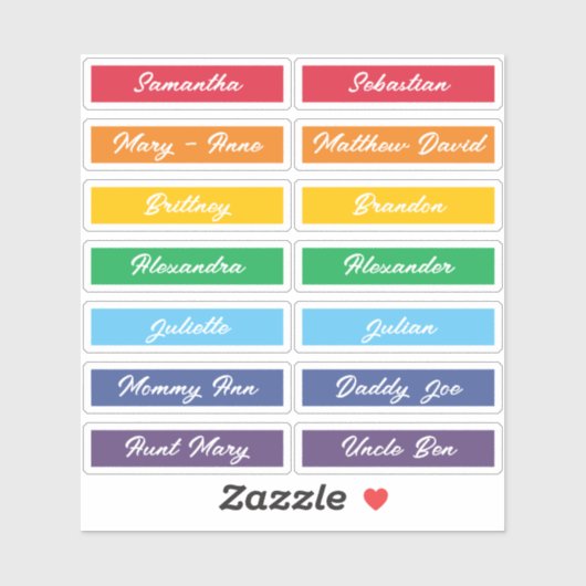 Aangepaste namen van gastenlijsten Rainbow Handlet Sticker (Vel)