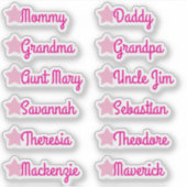 Aangepaste namen van gastenlijsten Schattigee ster Sticker (Voorkant)