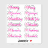 Aangepaste namen van gastenlijsten Schattigee ster Sticker (Vel)