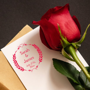 Aangepaste namen van pasgetrouwden en trouwdatum v  zelfinktende stempel