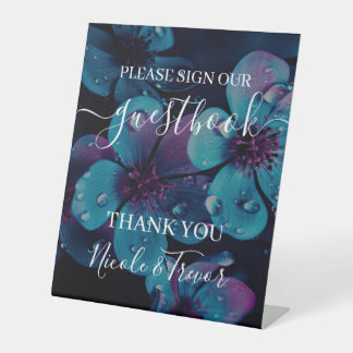 Aangepaste namen vetgedrukte bloemen, teken het ga reclamebord met voetstuk