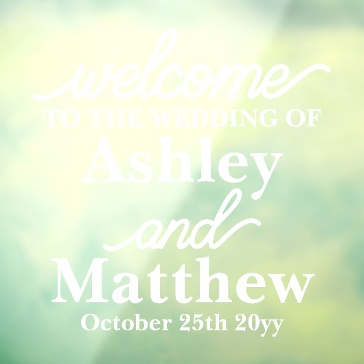 Aangepaste namen Welkom op onze bruiloft voor spie Raamsticker (Vel 3)