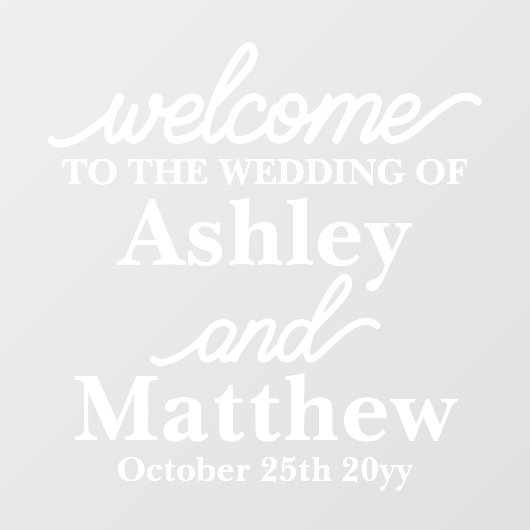 Aangepaste namen Welkom op onze bruiloft voor spie Raamsticker (Vel)