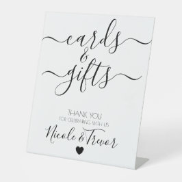 Aangepaste Namen Witte Kalligrafie Kaarten & Gesch Reclamebord Met Voetstuk