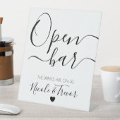 Aangepaste namen Witte kalligrafie Open Bar Reclamebord Met Voetstuk (Insitu)