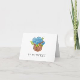 Aangepaste Nantucket Basket Blauwe Hortensia's Gev Notitiekaartje