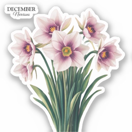 Aangepaste Narcissus Bloom - December Gift Sticker (Voorkant)