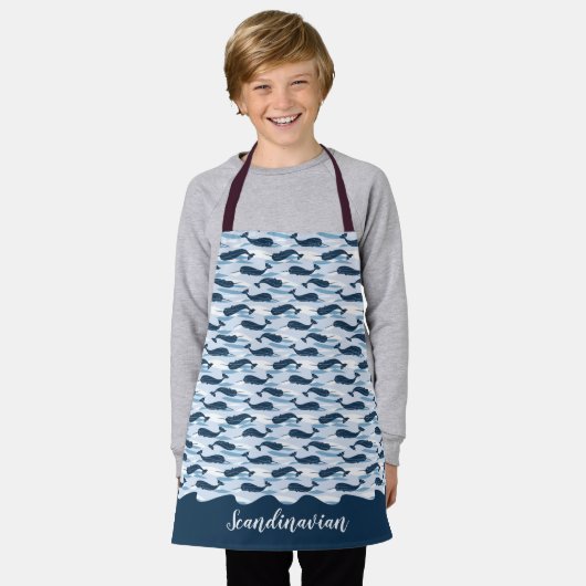 Aangepaste Narwhal Waves Allover Print Blue Schort (Gedragen)