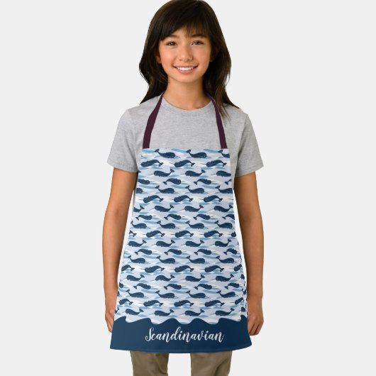 Aangepaste Narwhal Waves Allover Print Blue Schort (Insitu)