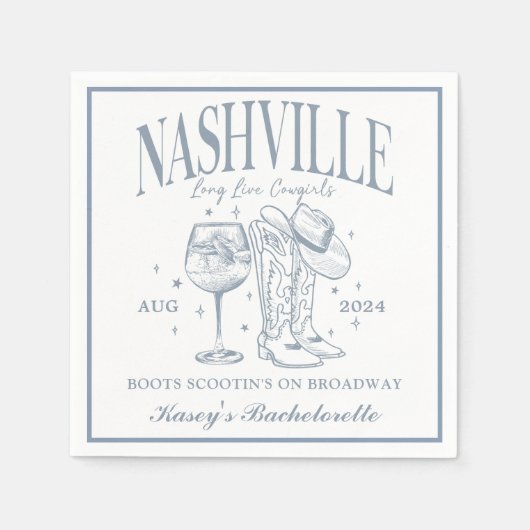 Aangepaste Nashville Bachelorette Rodeo Cocktail Servet (Voorkant)