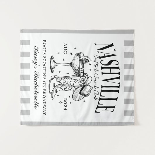 Aangepaste Nashville Bachelorette Rodeo Cocktail Wandkleed (Voorkant (horizontaal))