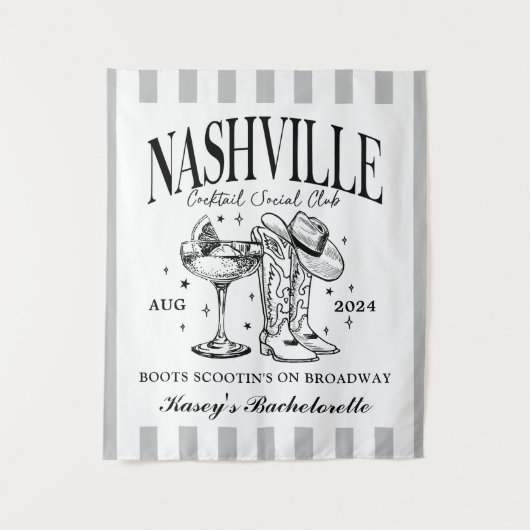 Aangepaste Nashville Bachelorette Rodeo Cocktail Wandkleed (Voorkant)