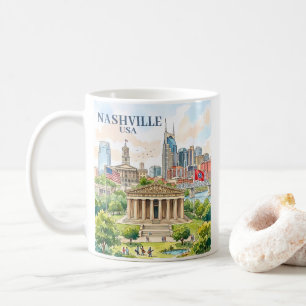 Aangepaste Nashville Tennessee USA Kleurrijke Wate Koffiemok