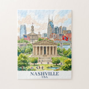 Aangepaste Nashville Tennessee USA Kleurrijke Wate Legpuzzel