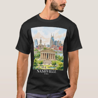 Aangepaste Nashville Tennessee USA Kleurrijke Wate T-shirt