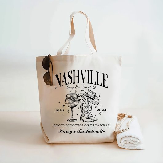 Aangepaste Nashville vrijgezellen rodeo cocktail Tote Bag