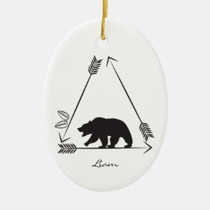 Aangepaste Native American Beer in Arrow Kerst Keramisch Ornament