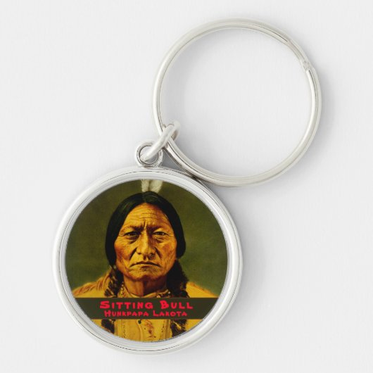 Aangepaste Native American Indian Chief Sitting Bu Sleutelhanger (Voorkant)
