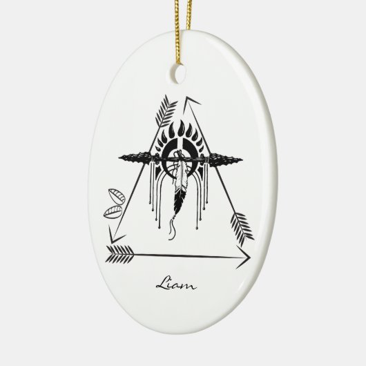 Aangepaste Native American Lance kerstdecoraties Keramisch Ornament (Links)