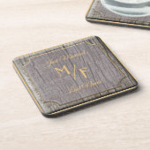 Aangepaste natuur van bijtende boomschors met init bier onderzetter (Linkerzijde)