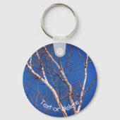Aangepaste Natuur voor Birch Tree Blue Sky Sleutelhanger (Voorkant)