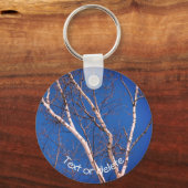 Aangepaste Natuur voor Birch Tree Blue Sky Sleutelhanger (Achterkant)