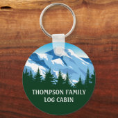 Aangepaste Natuur voor het bos van de Cabin Blue M Sleutelhanger (Achterkant)