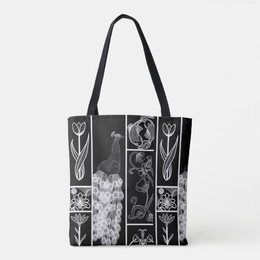 Aangepaste natuur voor zwarte en witte elegante ta tote bag (Achterkant)