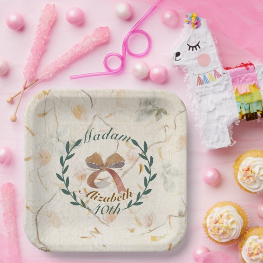 Aangepaste natuurlijke klassieke geperste bloemen  papieren bordje (Feest)