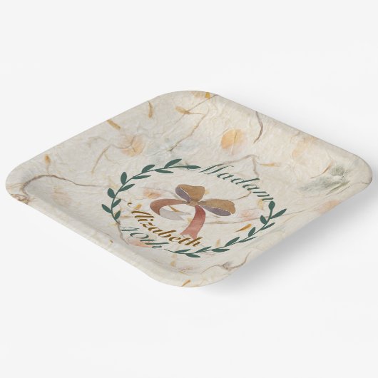 Aangepaste natuurlijke klassieke geperste bloemen  papieren bordje (Gebogen)