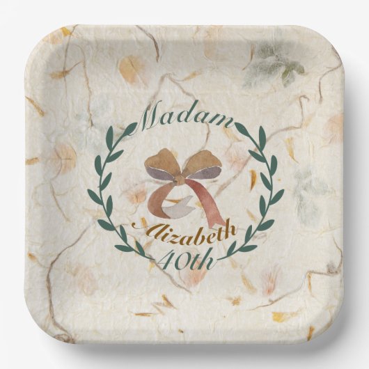 Aangepaste natuurlijke klassieke geperste bloemen  papieren bordje (Voorkant)