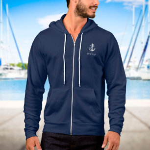 Aangepaste Nautical Anchor and Rope Boat Name Hoodie