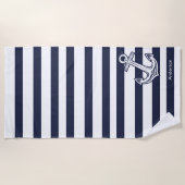 Aangepaste Nautical Anchor Bathroom Navy Blue stre Strandlaken (Voorkant)