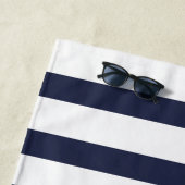 Aangepaste Nautical Anchor Bathroom Navy Blue stre Strandlaken (In situ)