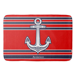 Aangepaste Nautical Anchor Bathroom Red Navy Blue Badmat