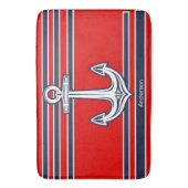 Aangepaste Nautical Anchor Bathroom Red Navy Blue Badmat (Voorkant Verticaal)