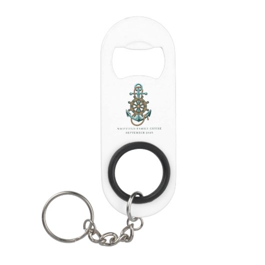 Aangepaste Nautical Anchor Family Cruise Vacation  Mini Flessenopener (Voorkant)