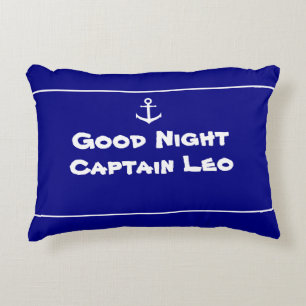 Aangepaste Nautical Anchor Navy Blue en White Accent Kussen