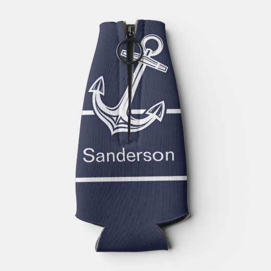 Aangepaste Nautical Anchor Ocean Navy Flesjeskoeler (Achterkant)