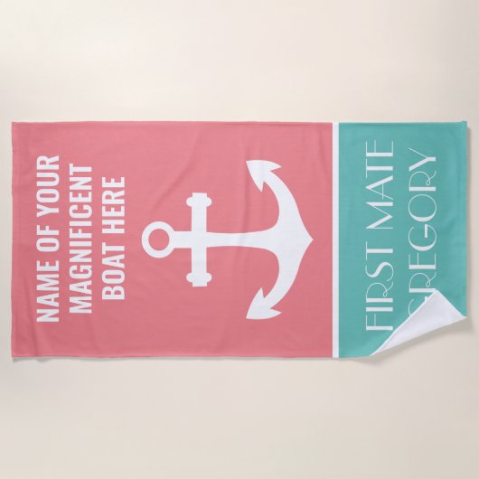 Aangepaste Nautical Beach Towel voor anker Strandlaken (Voorkant)