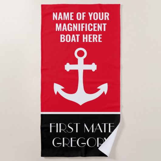Aangepaste Nautical Beach Towel voor anker Strandlaken (Voorkant)